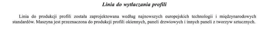 Linia do Profili WPC, PVC, PE, PP treść