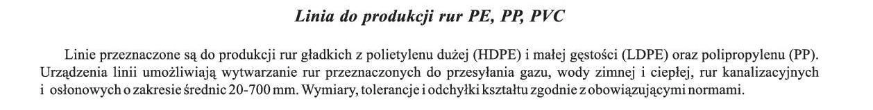 Linia do rur PE PP PVC treść